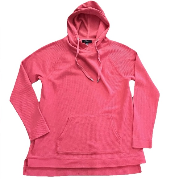 Chaps Sport Tops - Chaps Sports Hoodie Women S/P Coral Cotton Waffle Knit Beach Active PreppyResort